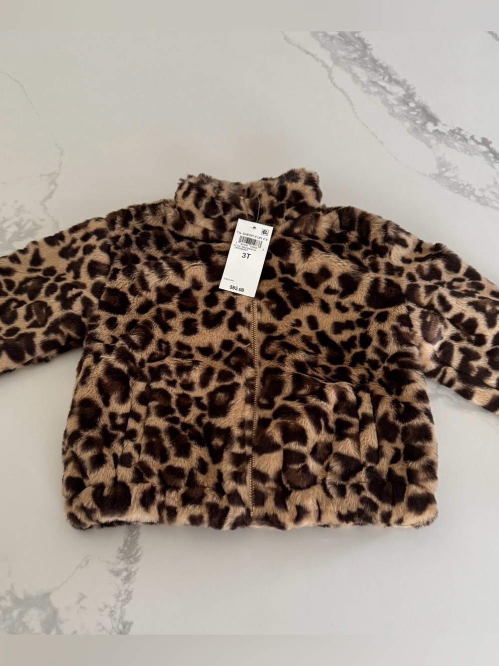 Toddler Girls’ Soft Faux Fur Leopard Jacket Size 3T